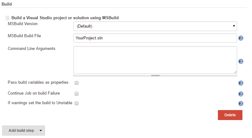 Jenkins MSBuild build step